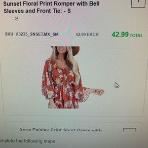 Orange/red romper from Limelush- small